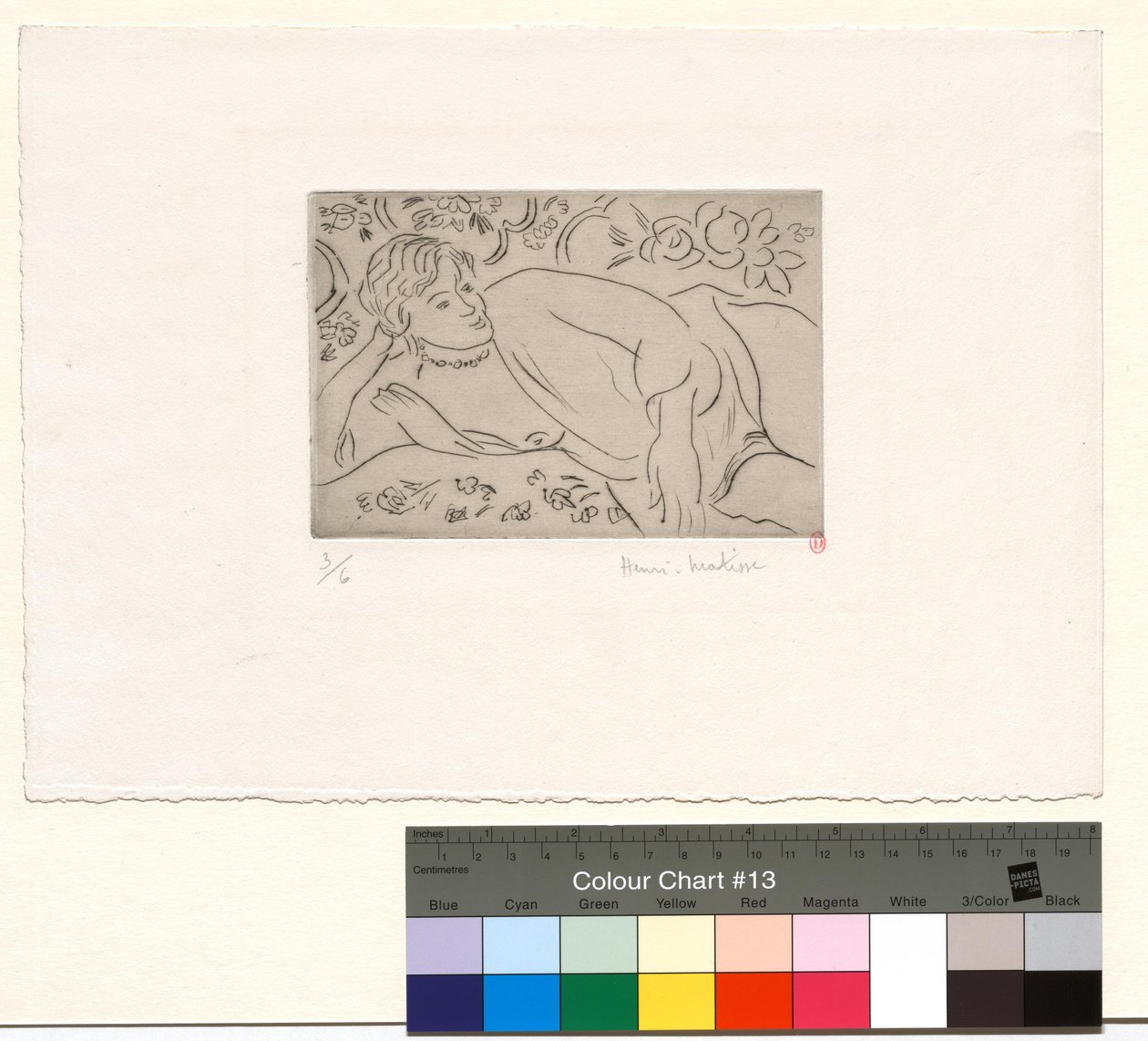Fekvő alak, virágos háttér alkotó: Henri Matisse