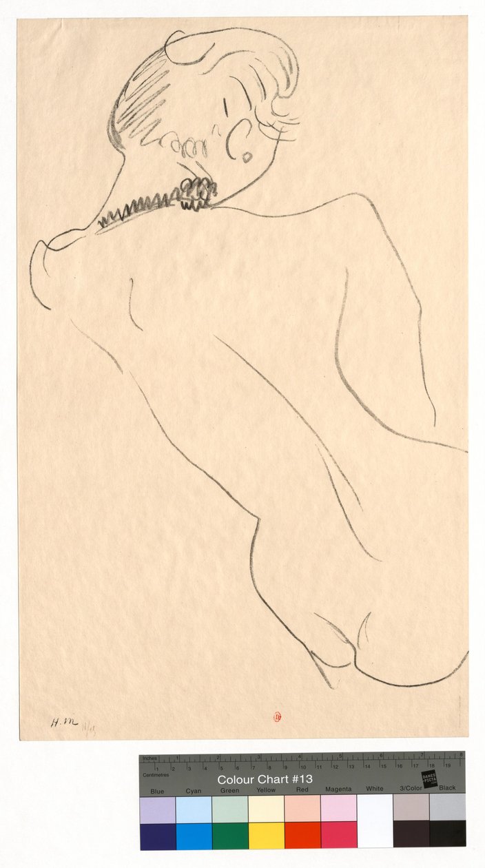 Hátulról látható alak fekete nyaklánccal alkotó: Henri Matisse