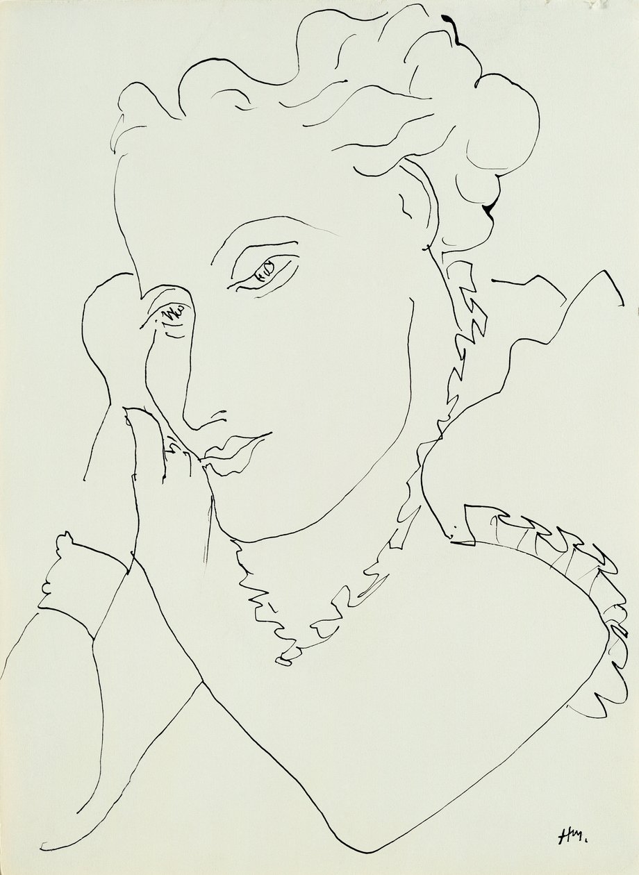 Egy nő feje, kezek az arcához szorítva alkotó: Henri Matisse
