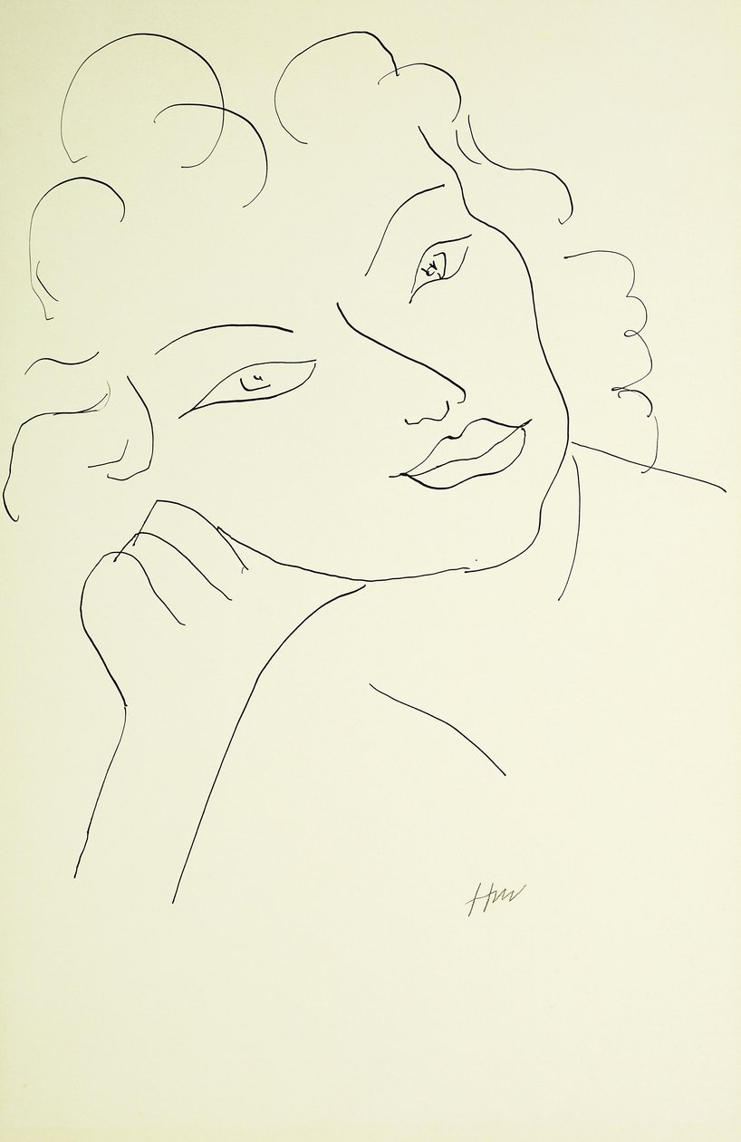 Fiatal nő feje (toll és fekete tinta, papír) alkotó: Henri Matisse