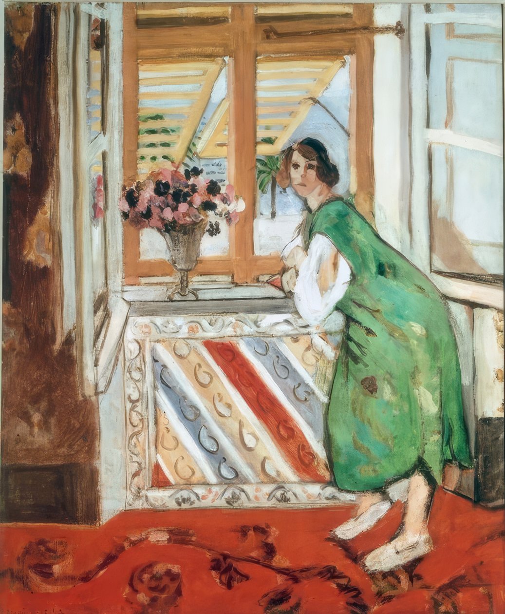 Intérieur à Nice, avagy, Fiatal nő zöld ruhában támaszkodva alkotó: Henri Matisse