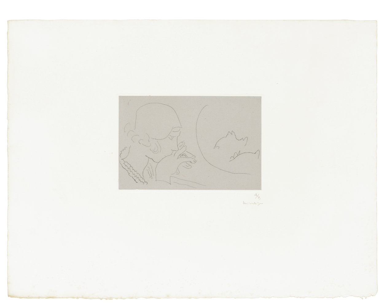 Fiatal nő egy üveg vörös halat szemlélve alkotó: Henri Matisse