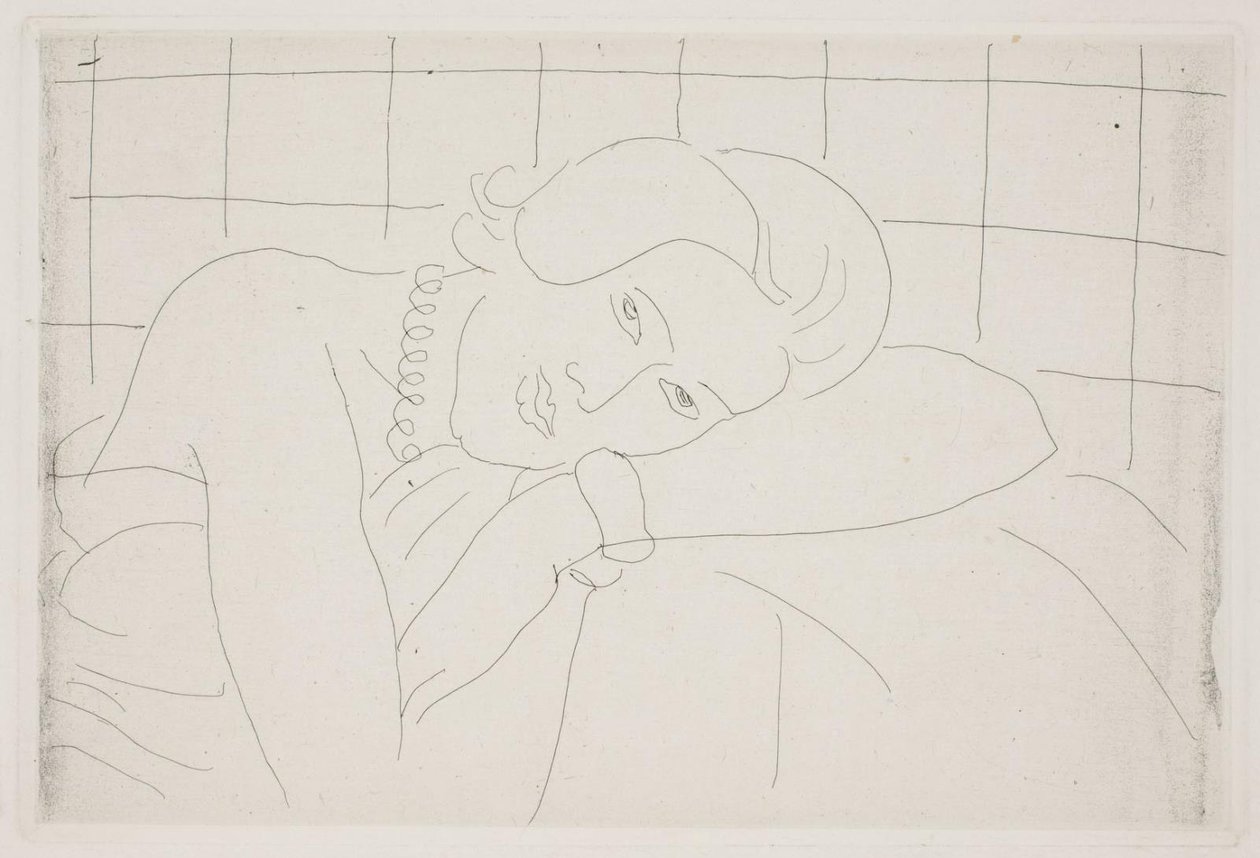 Karját a feje alá támasztó nő. Félalak alkotó: Henri Matisse