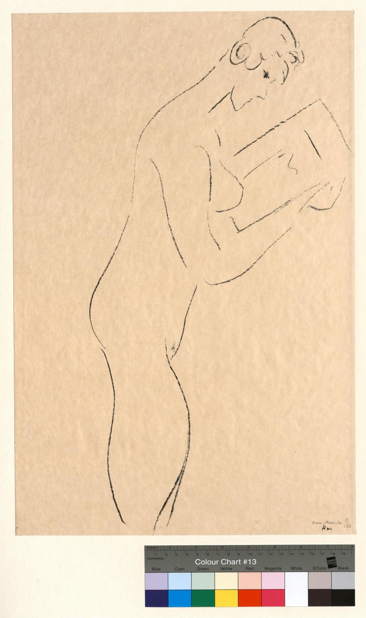 Olvasás, profilból ábrázolt akt alkotó: Henri Matisse