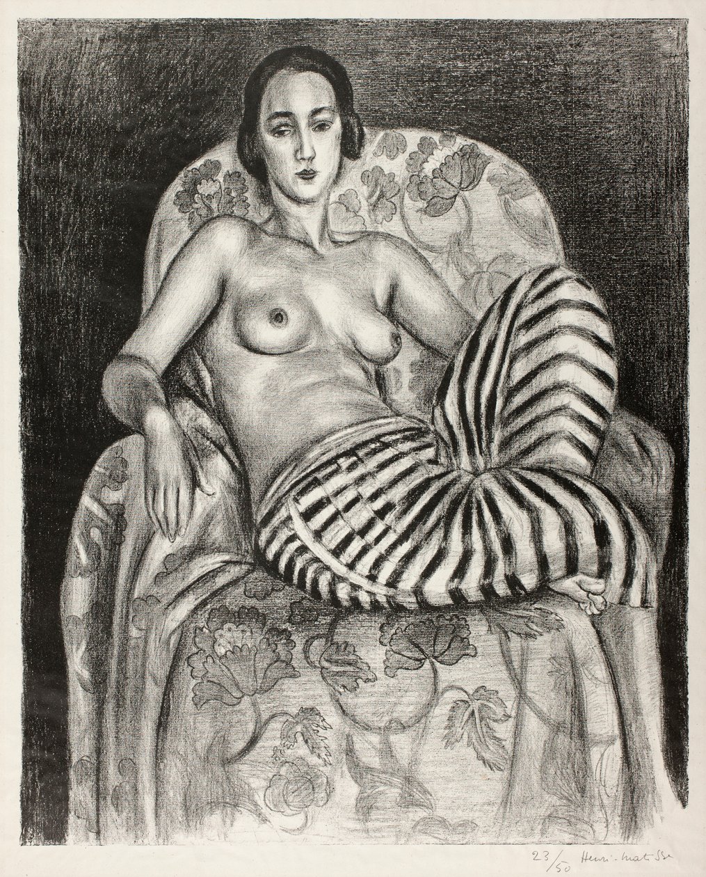 Nagy termetű odaliszka csíkos nadrágban alkotó: Henri Matisse