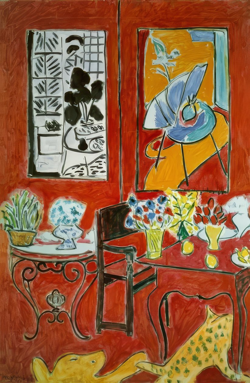 Nagy piros belső tér alkotó: Henri Matisse