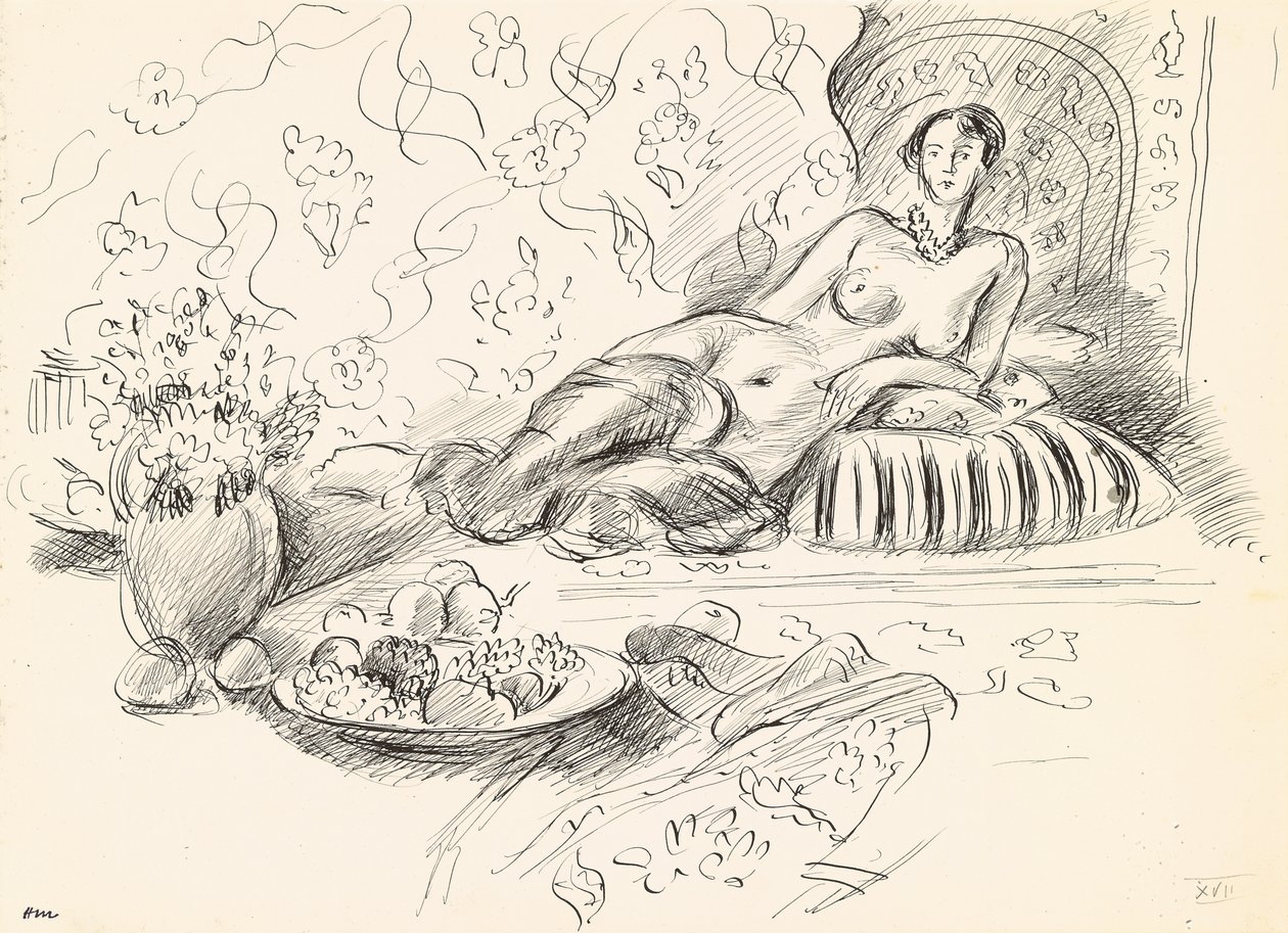 Fekvő Odaliszk II, 1927 körül (toll és tus, papír) alkotó: Henri Matisse