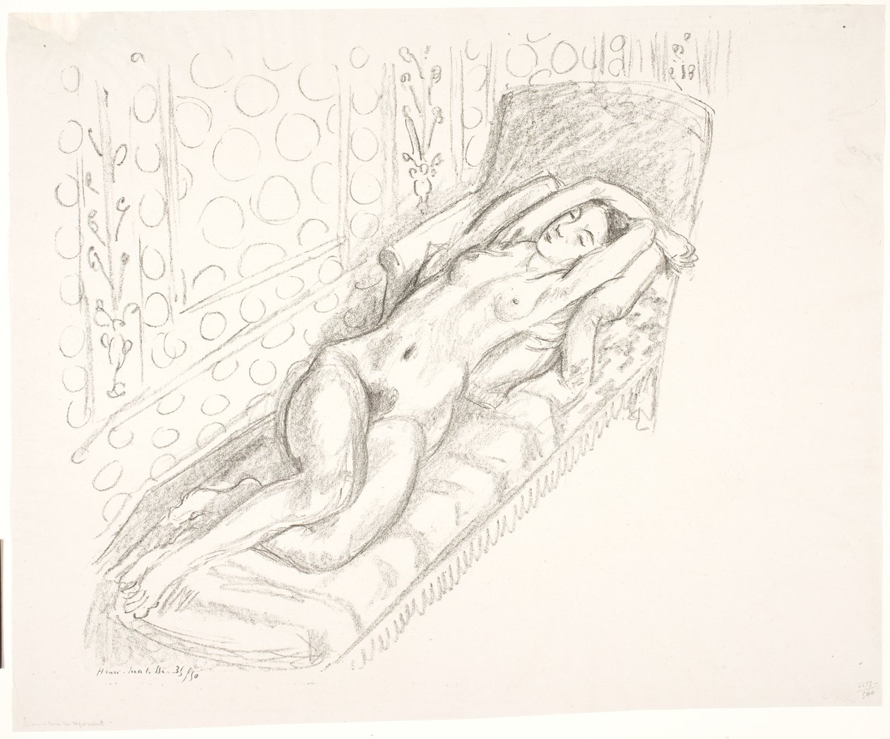 Meztelen nő, aki egy napozóágyon fekszik alkotó: Henri Matisse