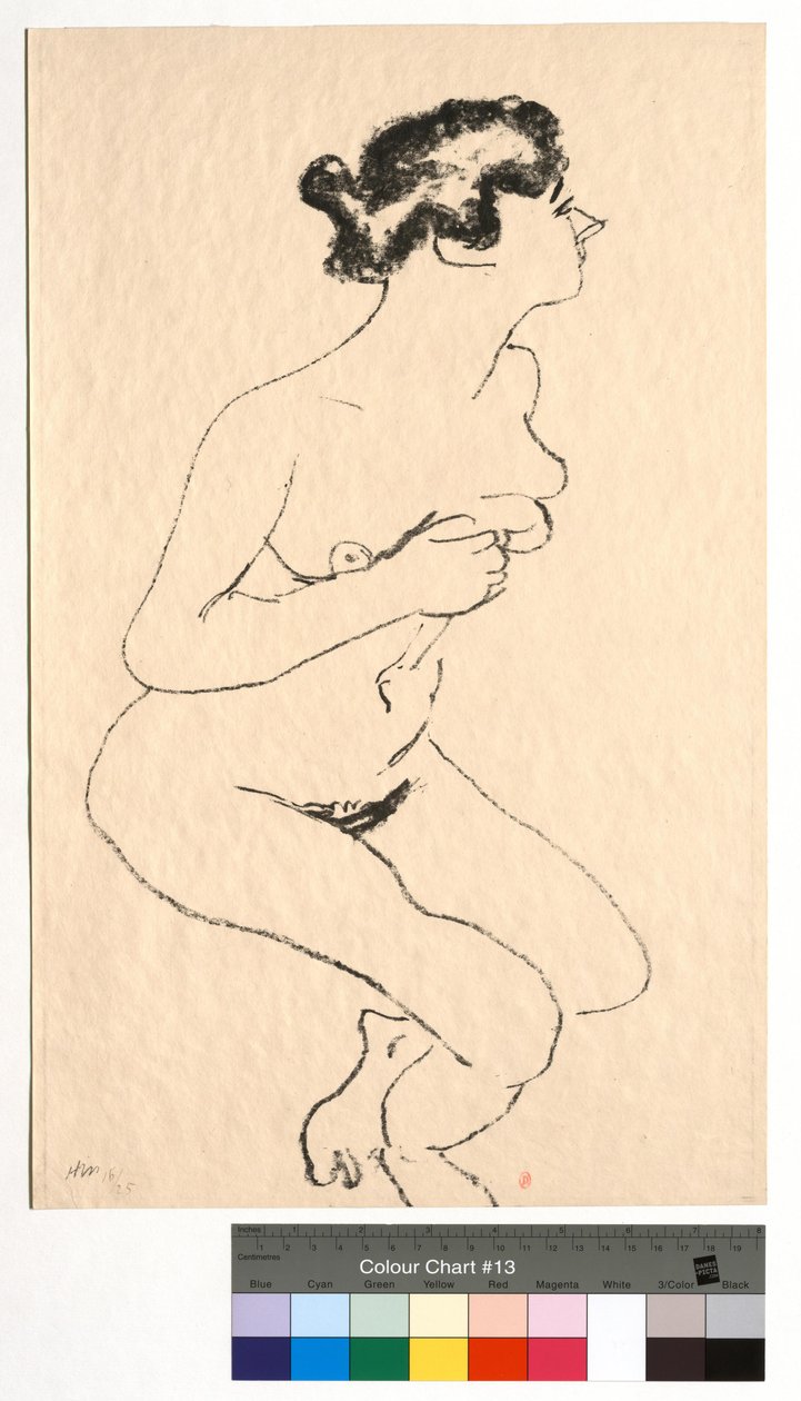 Meztelenül guggolva, fekete hajú profil alkotó: Henri Matisse