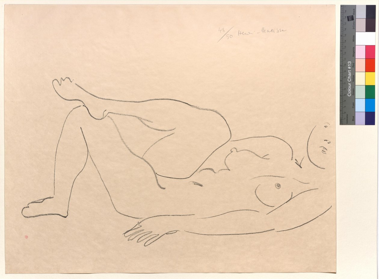 Fekvő akt, hiányos arccal: Lábak tanulmánya alkotó: Henri Matisse