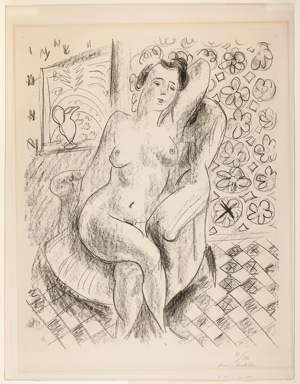 Akt egy karosszékben, Mashrabiya háttérrel alkotó: Henri Matisse