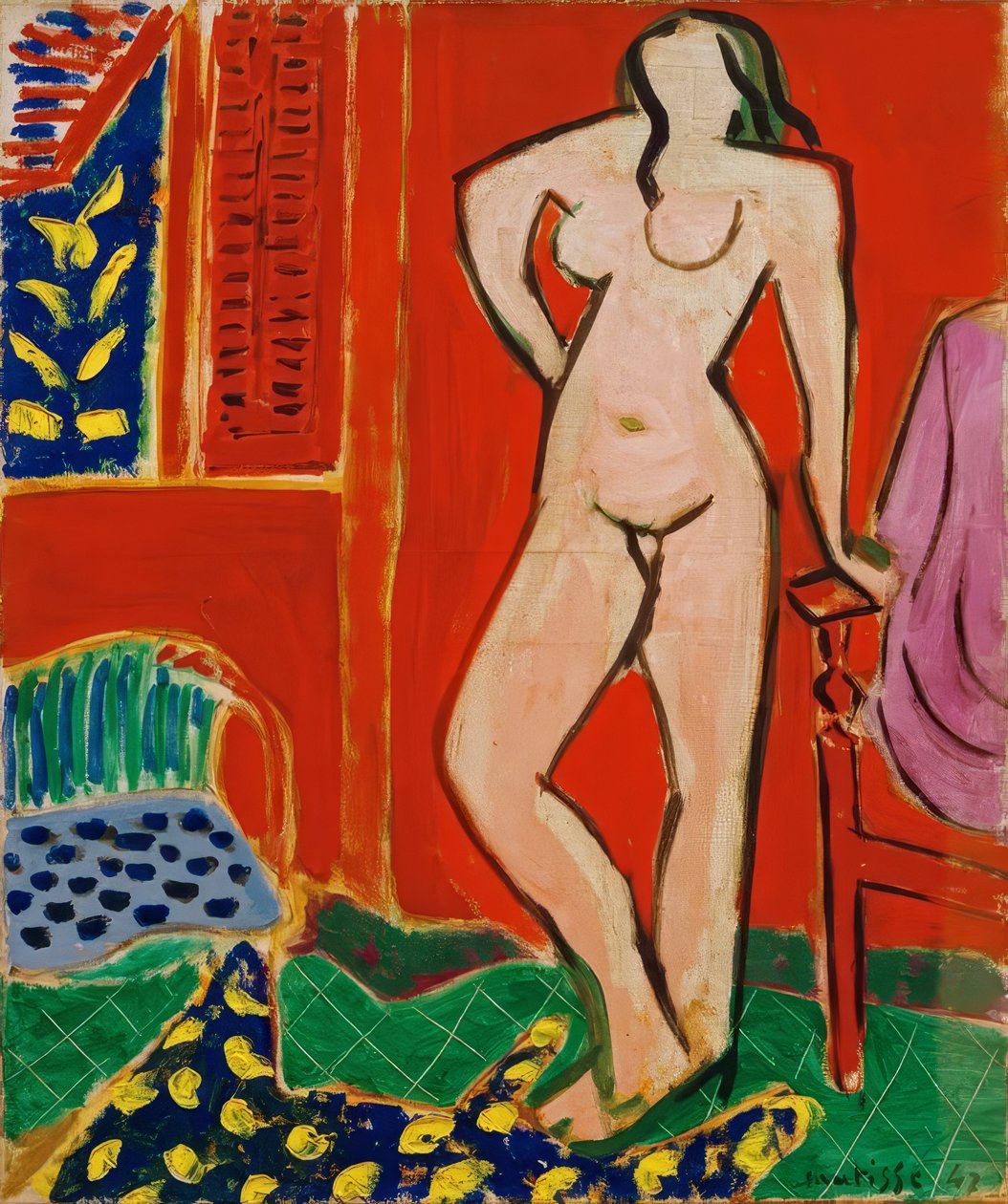 Nude rózsaszínben, piros belsővel alkotó: Henri Matisse