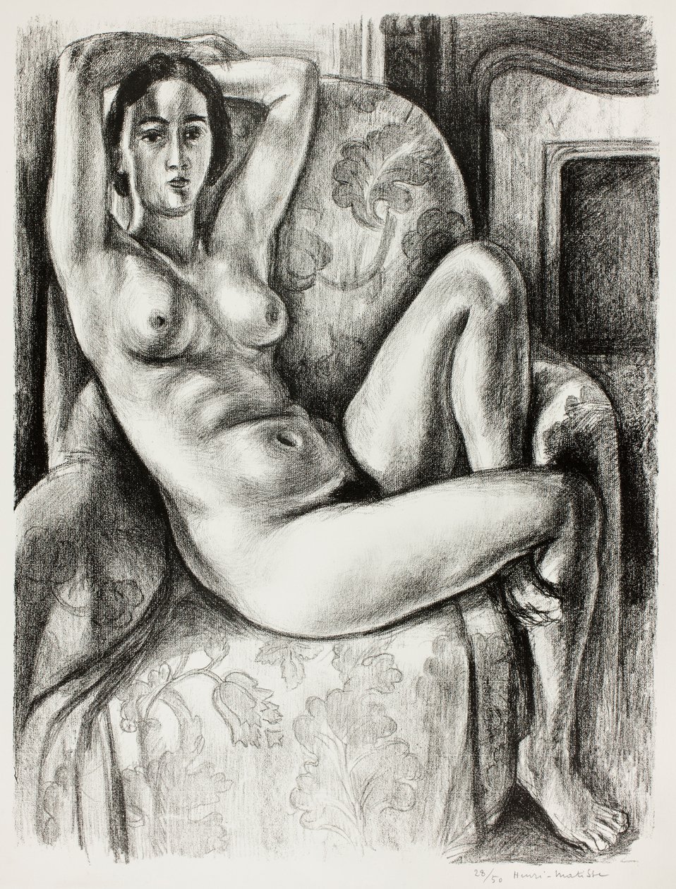 Akt kék párnával egy kandalló mellett alkotó: Henri Matisse