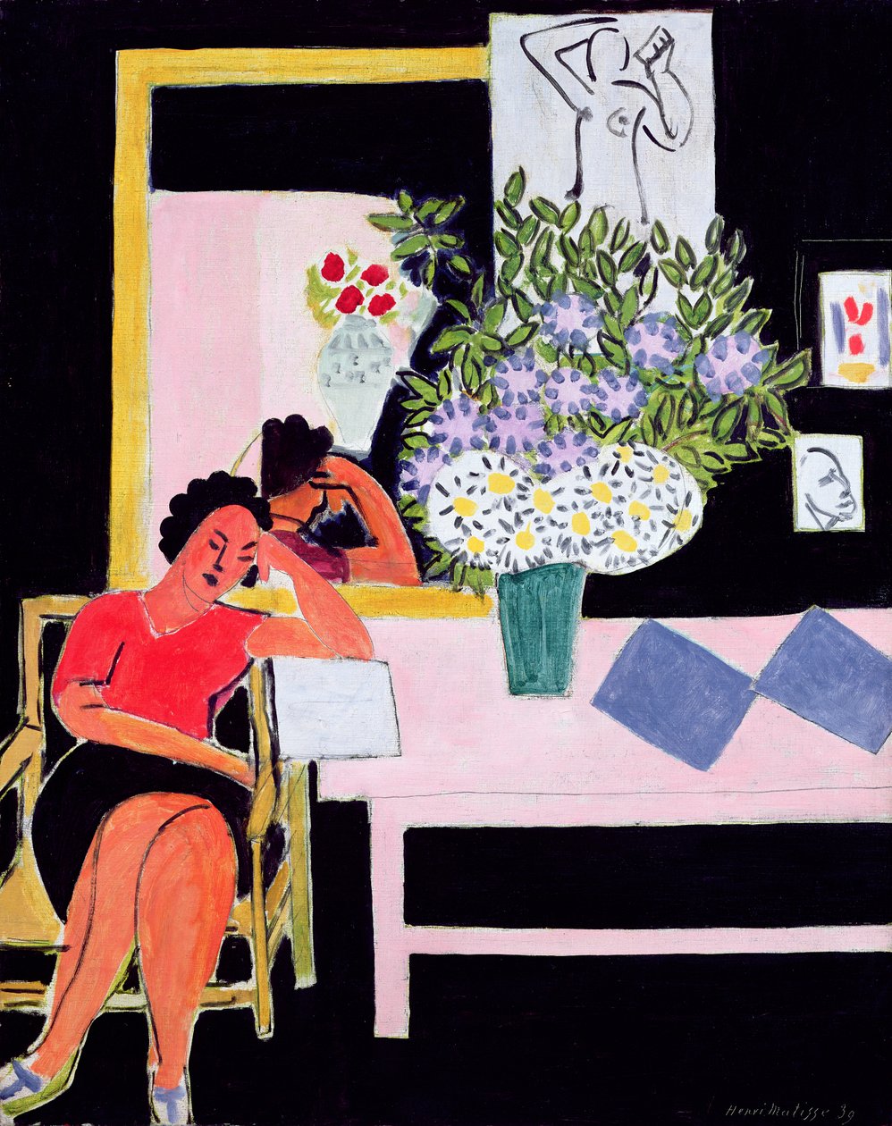 Olvasó fekete háttérrel alkotó: Henri Matisse
