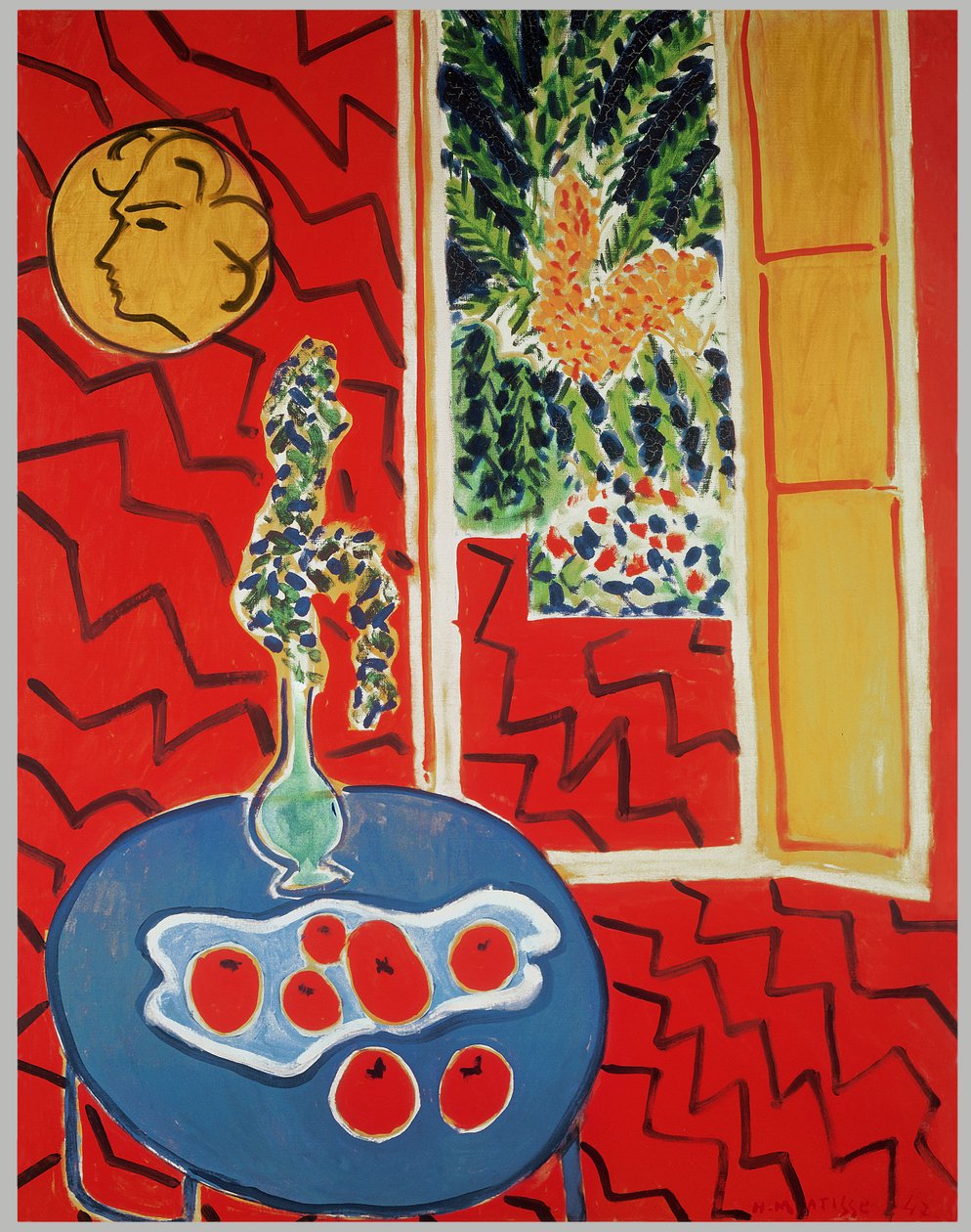 Piros belső tér: Kék asztal csendélet: Csendélet kék asztalon alkotó: Henri Matisse
