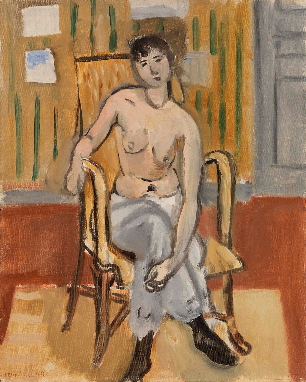 Ülő akt egy napbarnított szobában alkotó: Henri Matisse