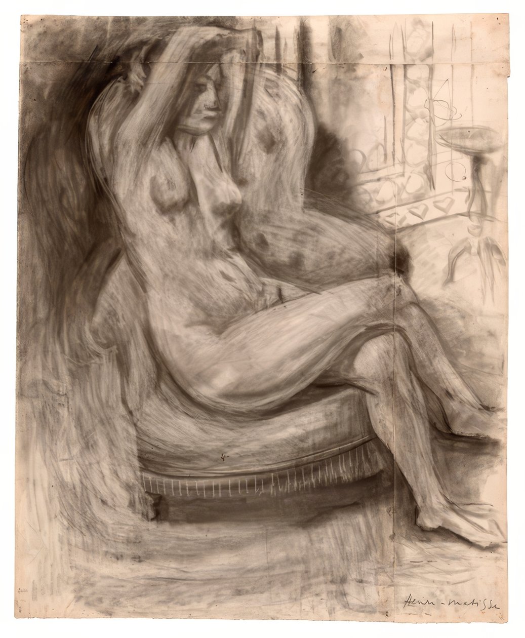 Ülő akt felemelt karral alkotó: Henri Matisse
