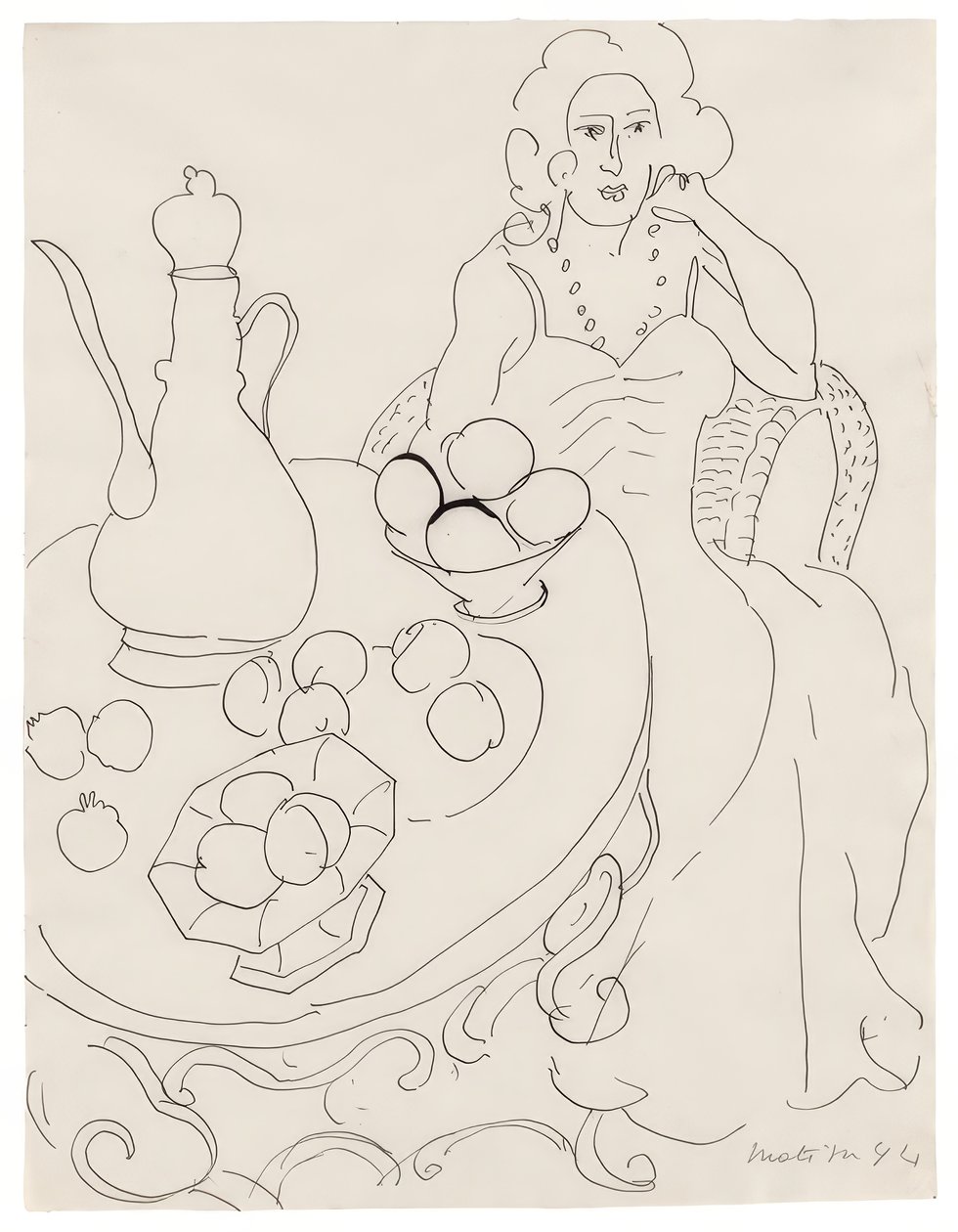 Ülő nő egy tálalóasztal előtt alkotó: Henri Matisse