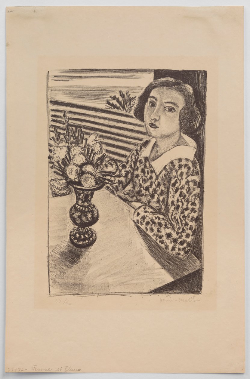Ülő fiatal lány virágcsokorral alkotó: Henri Matisse