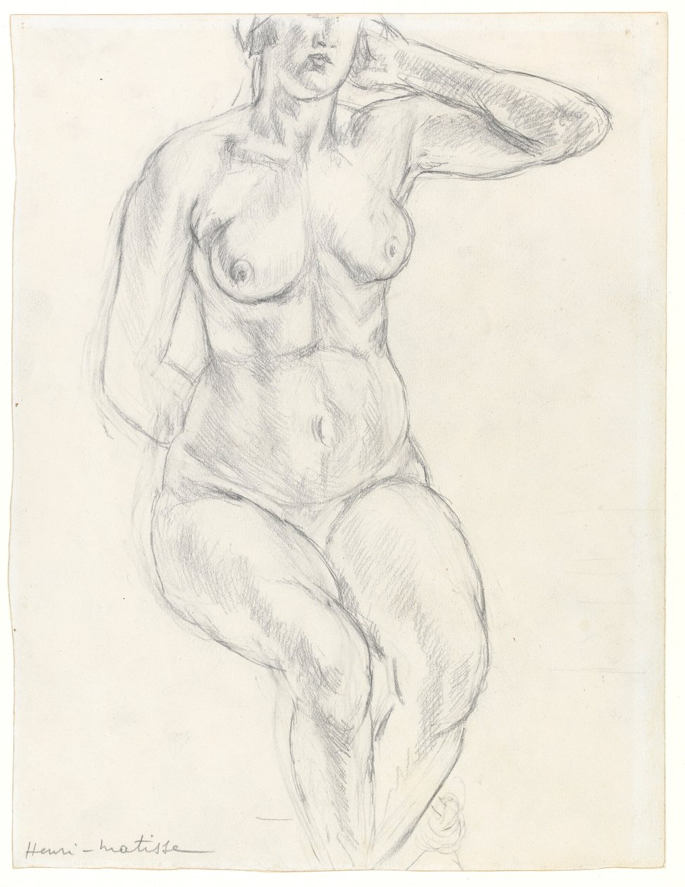 Ülő akt, 1918 körüli (grafit és fekete kréta, papír) alkotó: Henri Matisse