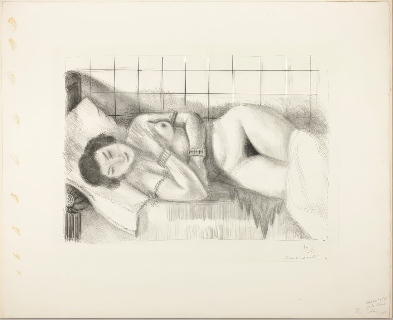 Alvó meztelen, térdét kendő takarja alkotó: Henri Matisse