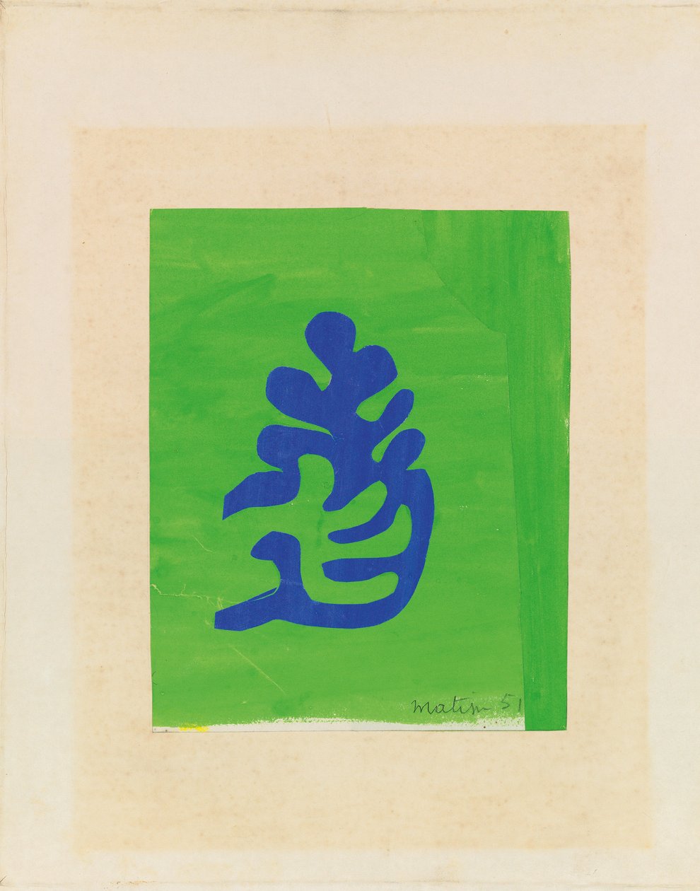 Kis kék arabeszk zöld háttéren alkotó: Henri Matisse
