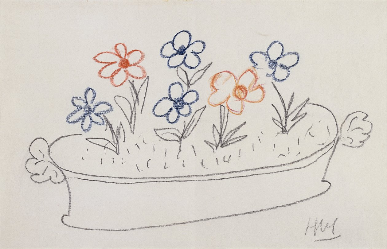 Néhány virág (ceruza és színes zsírkréta papírra) alkotó: Henri Matisse