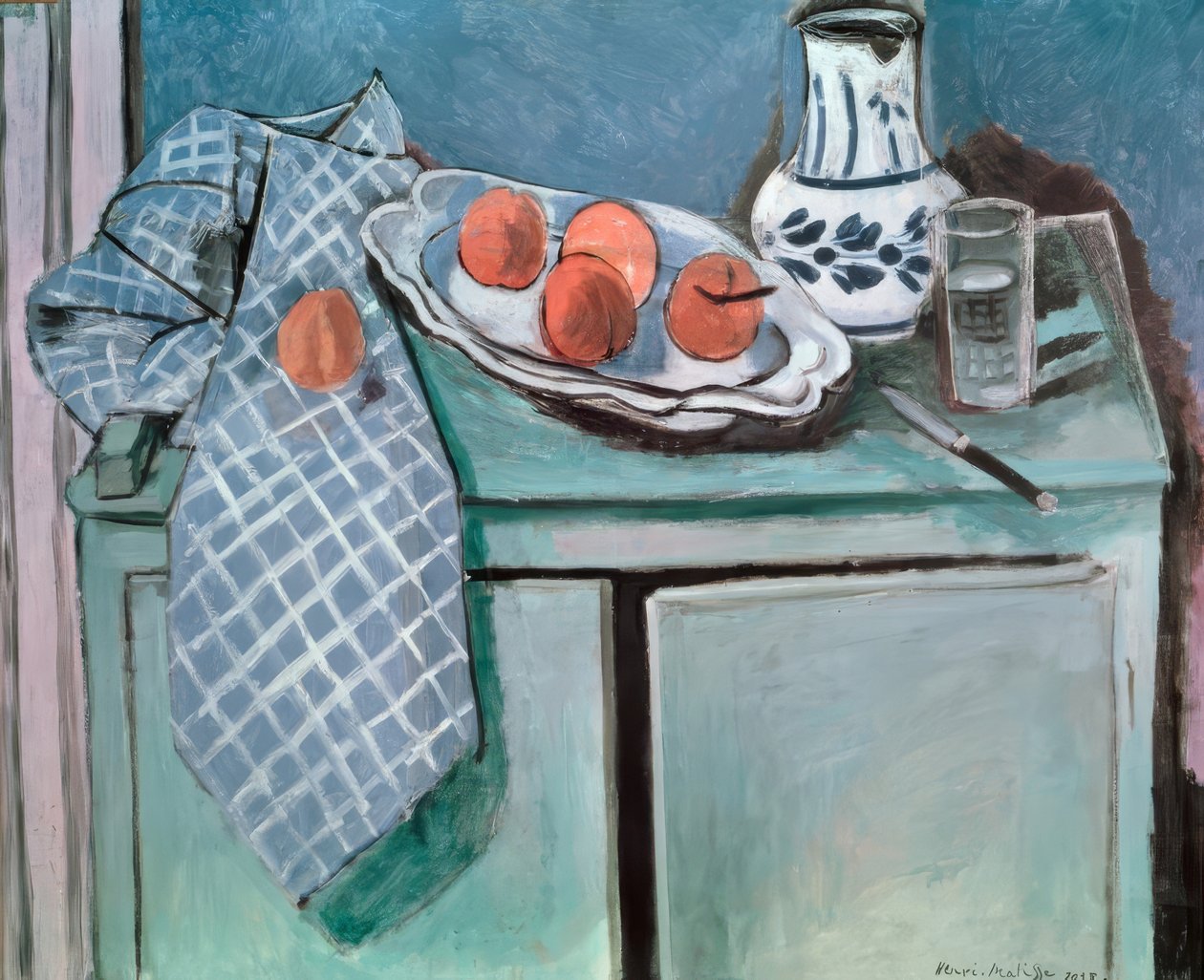Csendélet zöld komódon alkotó: Henri Matisse
