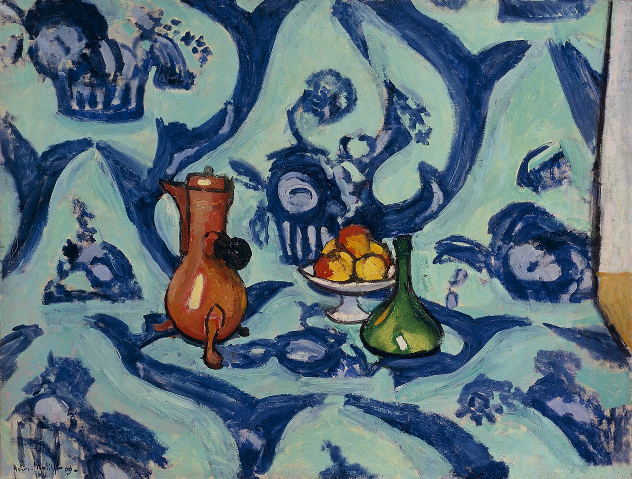 Csendélet kék terítővel alkotó: Henri Matisse