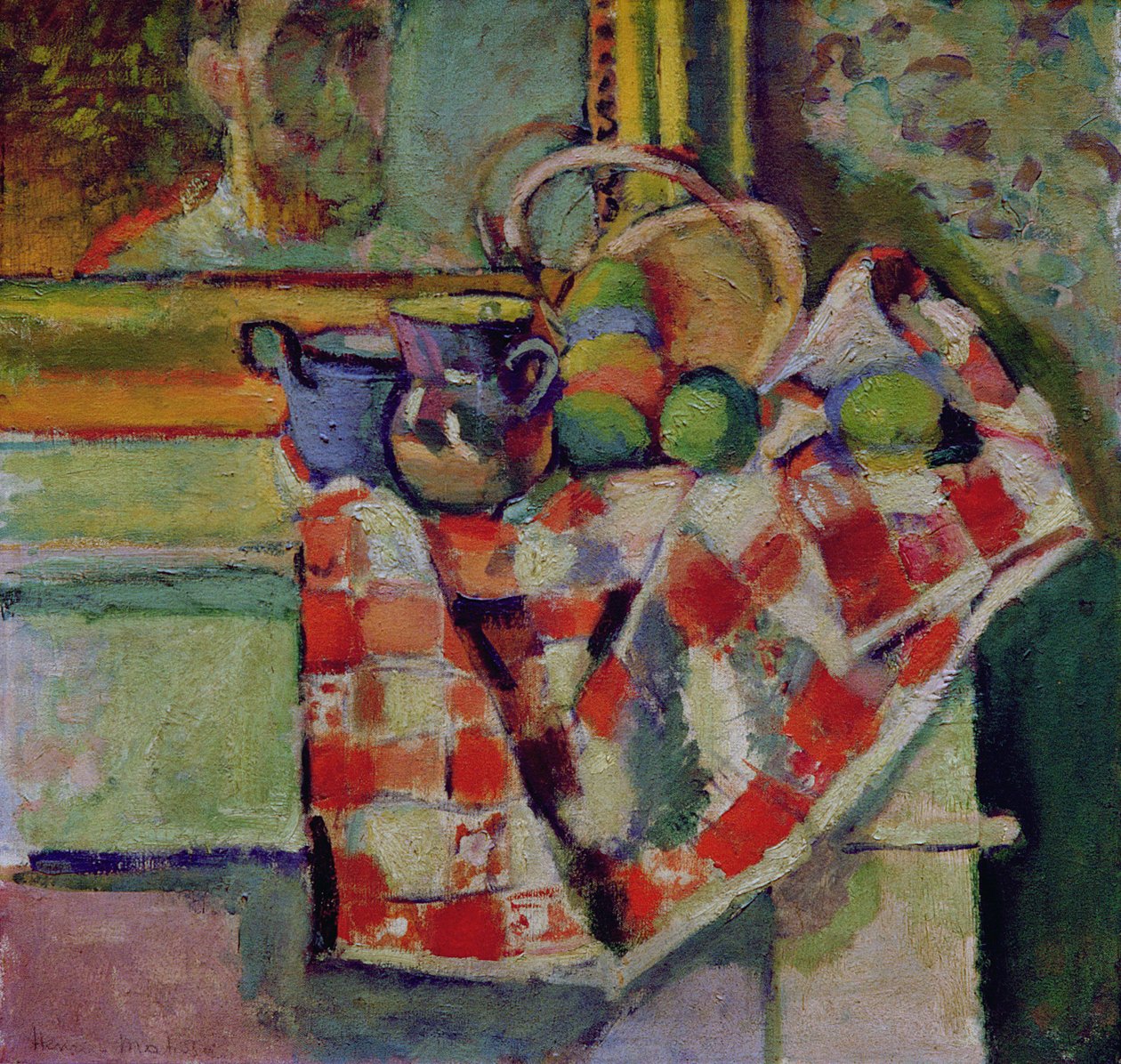 Csendélet kockás terítővel, 1903 körül (olaj, vászon) alkotó: Henri Matisse