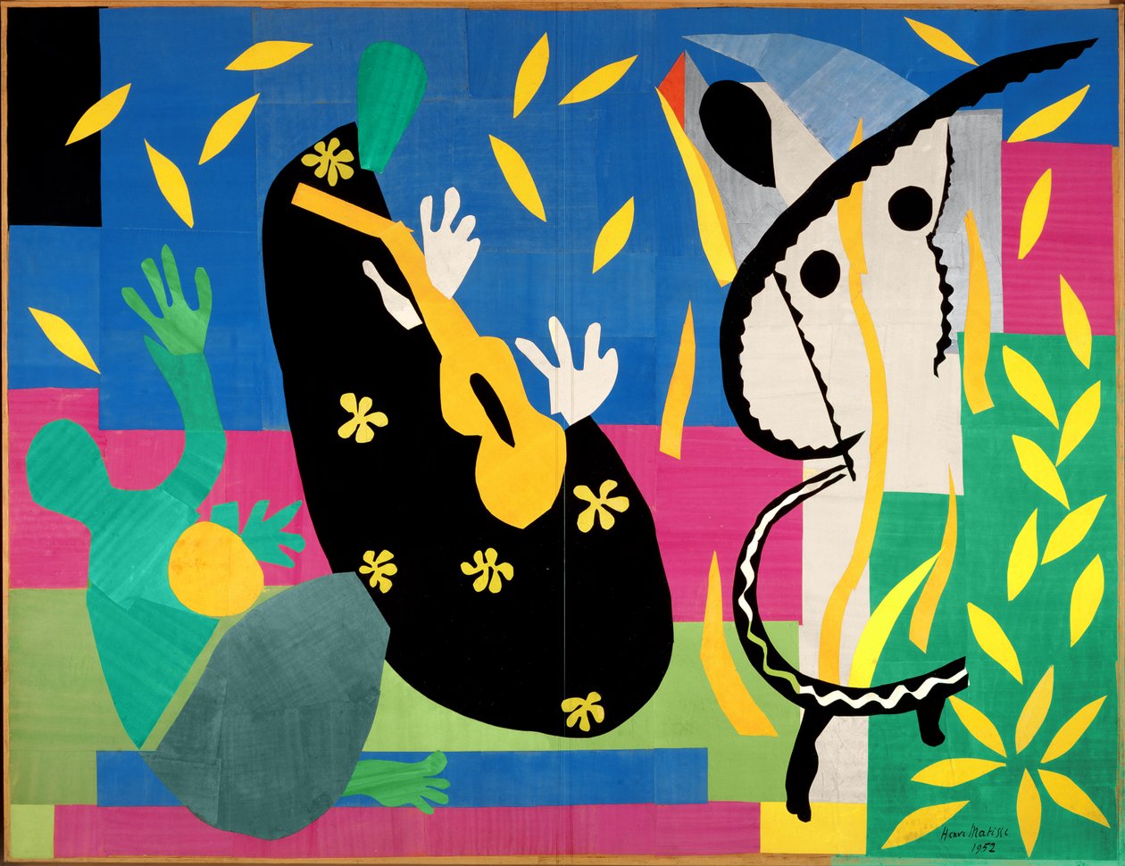 A király szomorúsága. 1952 (gouache, papír, kivágva, vászonra montírozva) alkotó: Henri Matisse