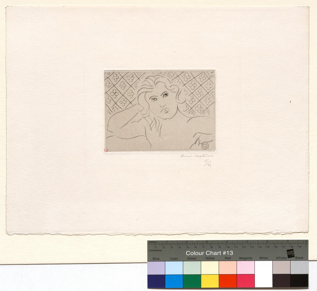 Félmeztelen, virágos háttér alkotó: Henri Matisse