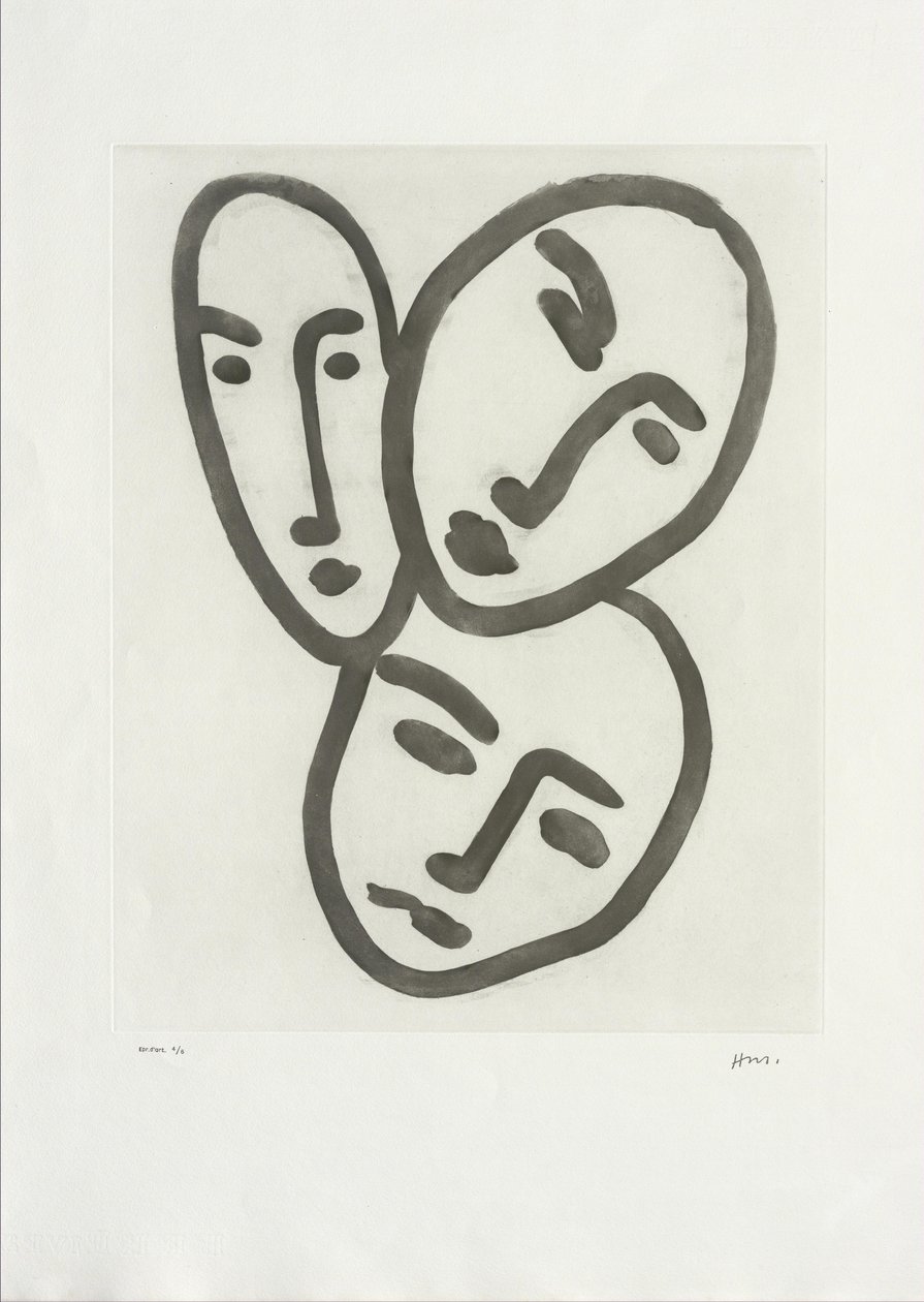 Három fej; A barátságnak: Apollinaire, Matisse és Rouveyre maszkjai alkotó: Henri Matisse