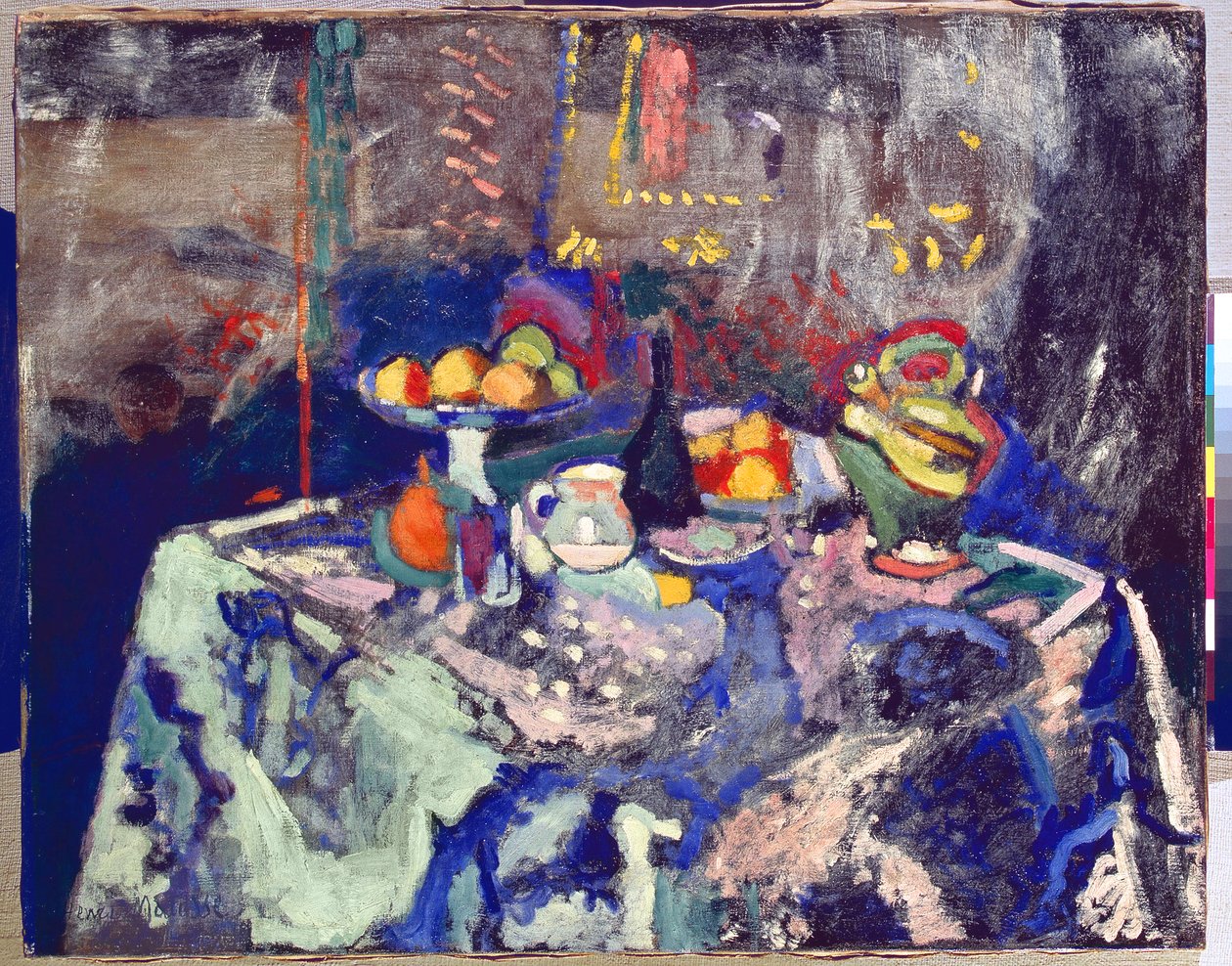 Váza, üveg és gyümölcs, 1906 körül (olaj, vászon) alkotó: Henri Matisse