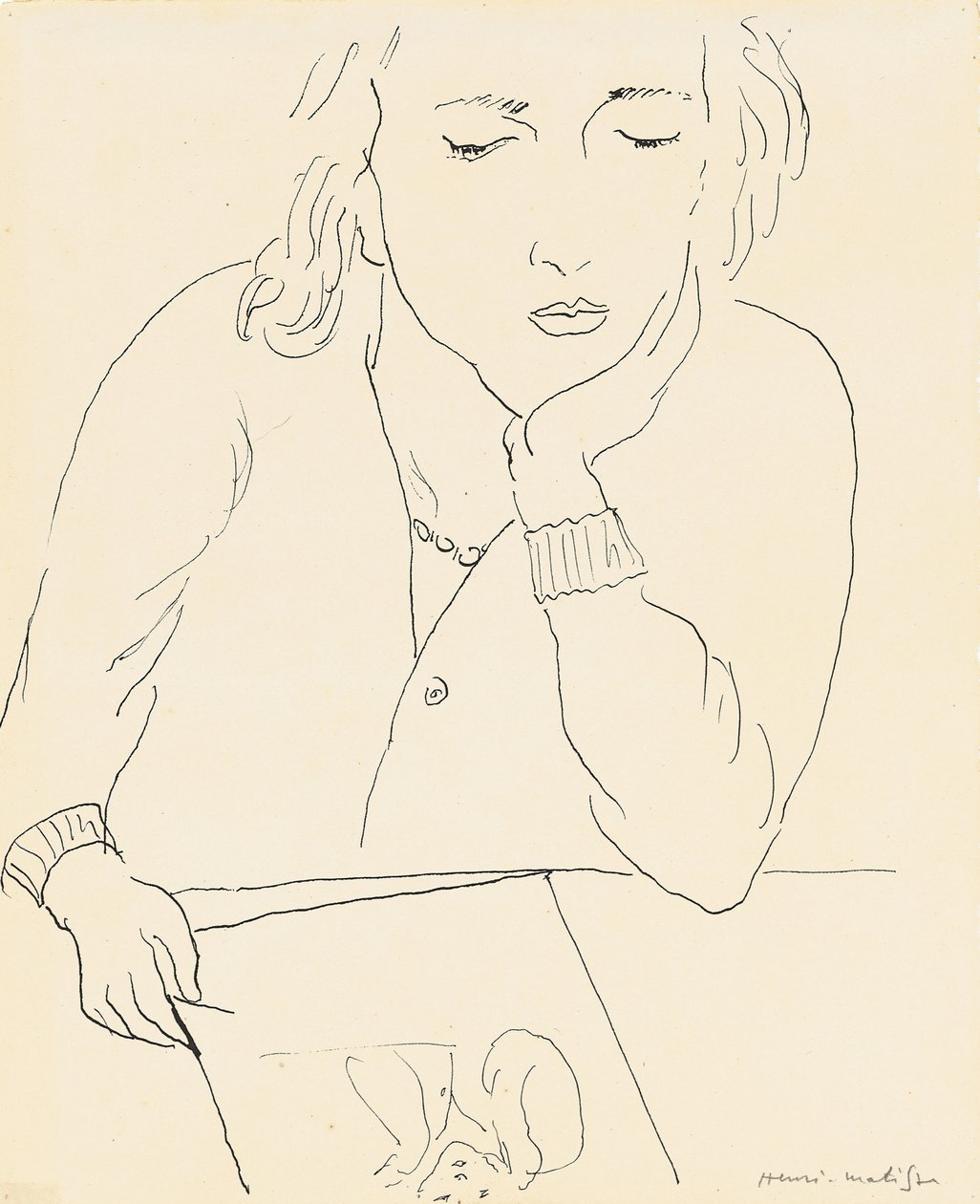 Olvasó nő (toll és tinta, papír) alkotó: Henri Matisse