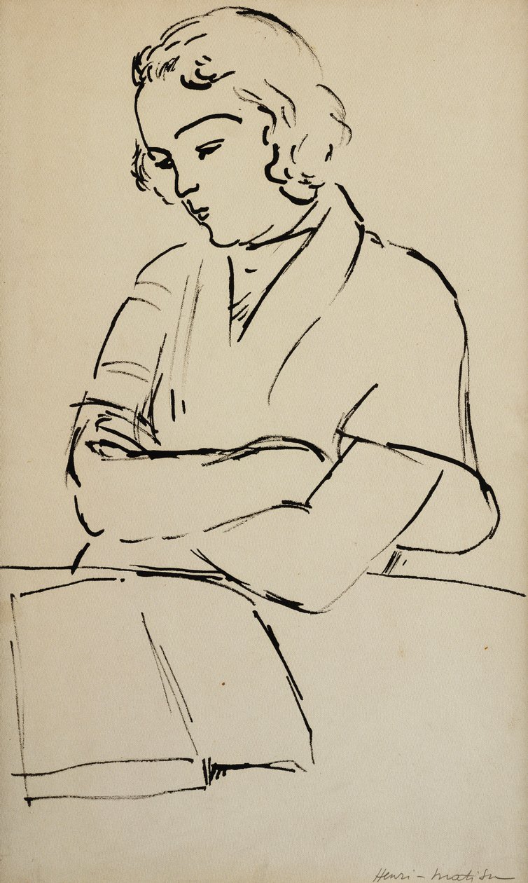 Olvasó nő, 1922 körül (toll és fekete tinta, papír) alkotó: Henri Matisse
