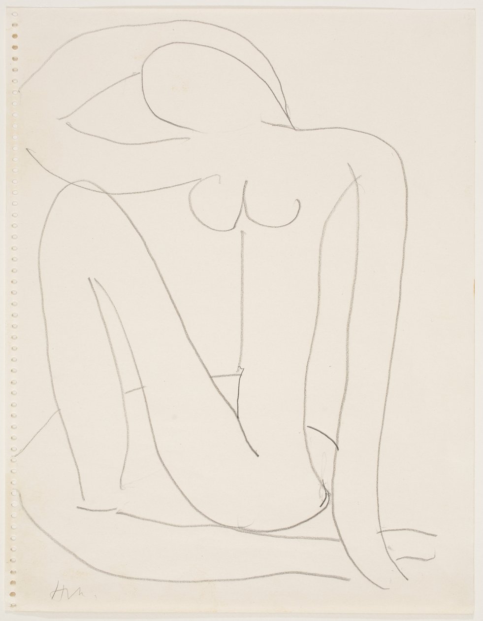 Nő ülve, karral a fején (ceruza, papír) alkotó: Henri Matisse