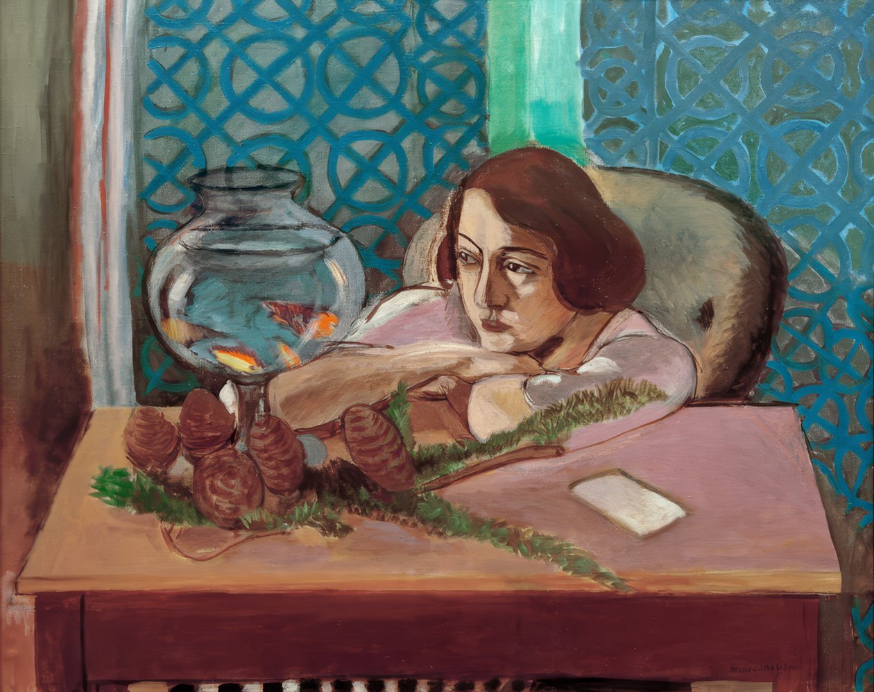 Nő egy akvárium előtt alkotó: Henri Matisse