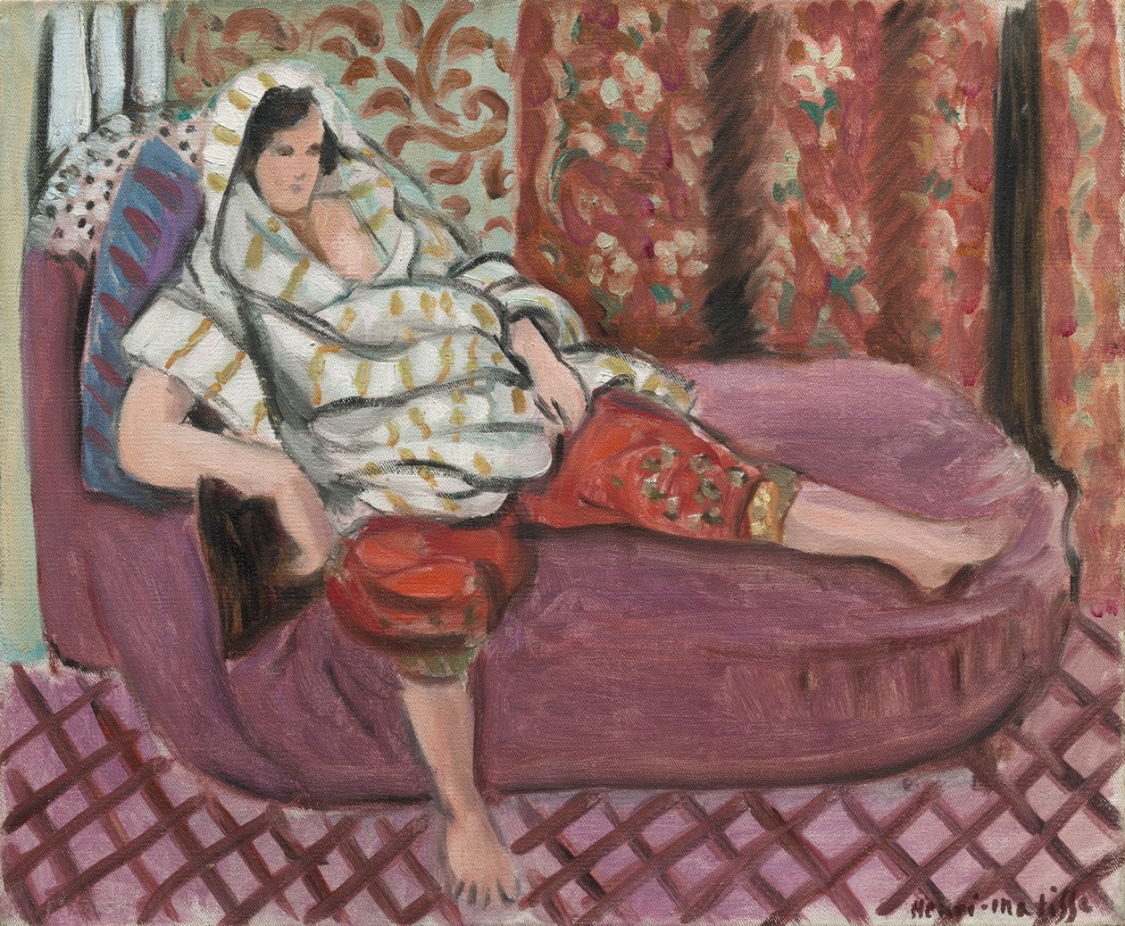 Nő rózsaszín díványon alkotó: Henri Matisse