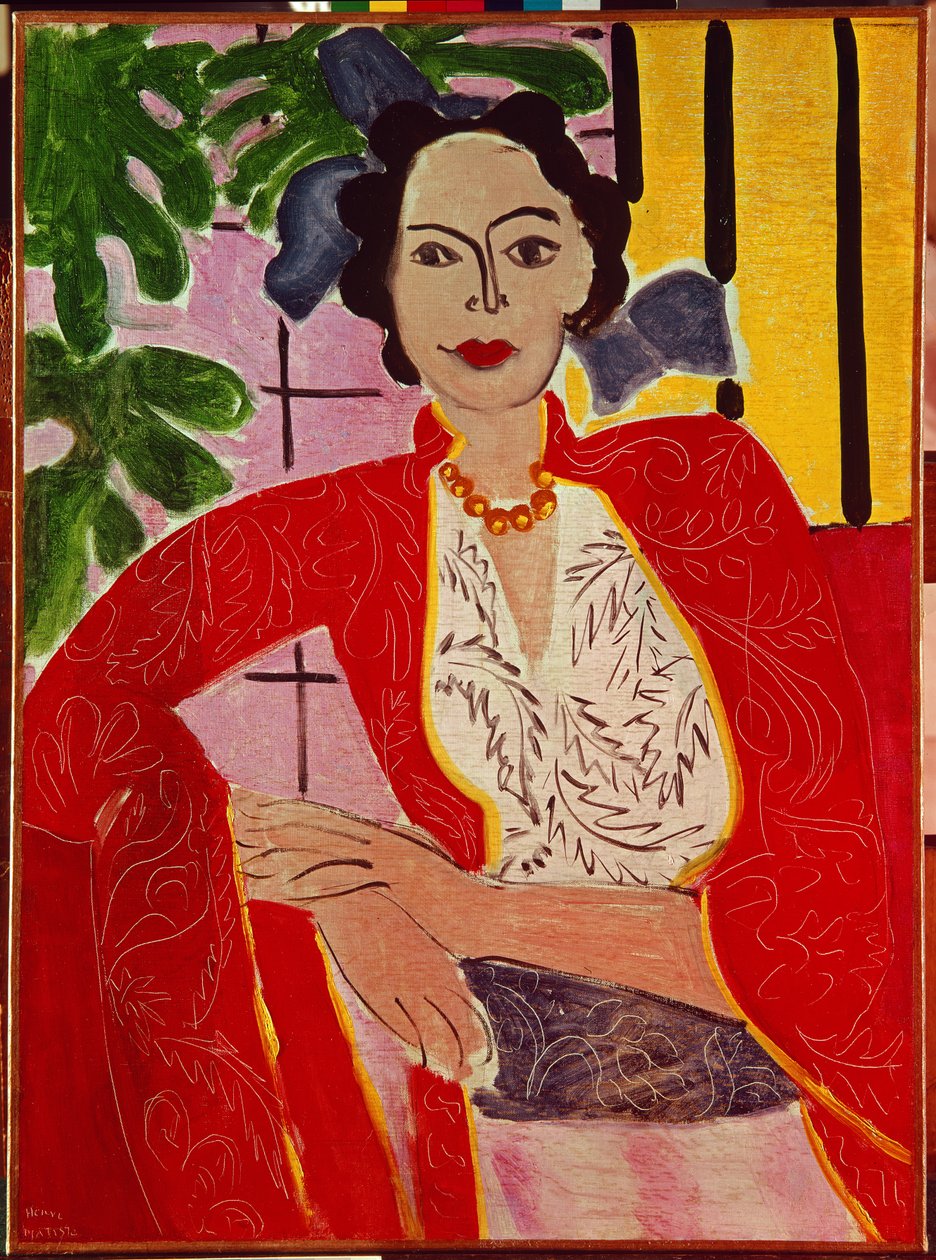 Nő egy gyöngy nyaklánccal alkotó: Henri Matisse