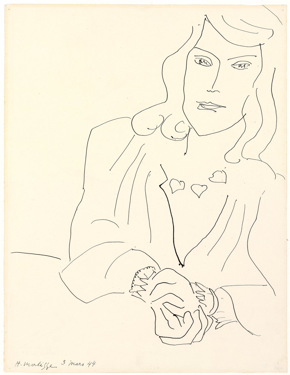 Női fej nyaklánccal alkotó: Henri Matisse