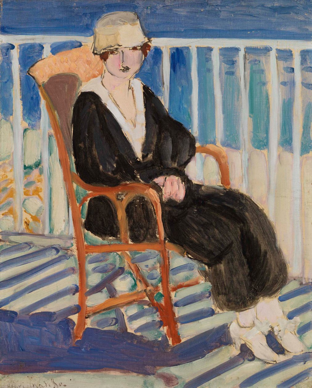 Fiatal lány az óceán feletti erkélyen (Jeune fille au balcon sur la mer) alkotó: Henri Matisse