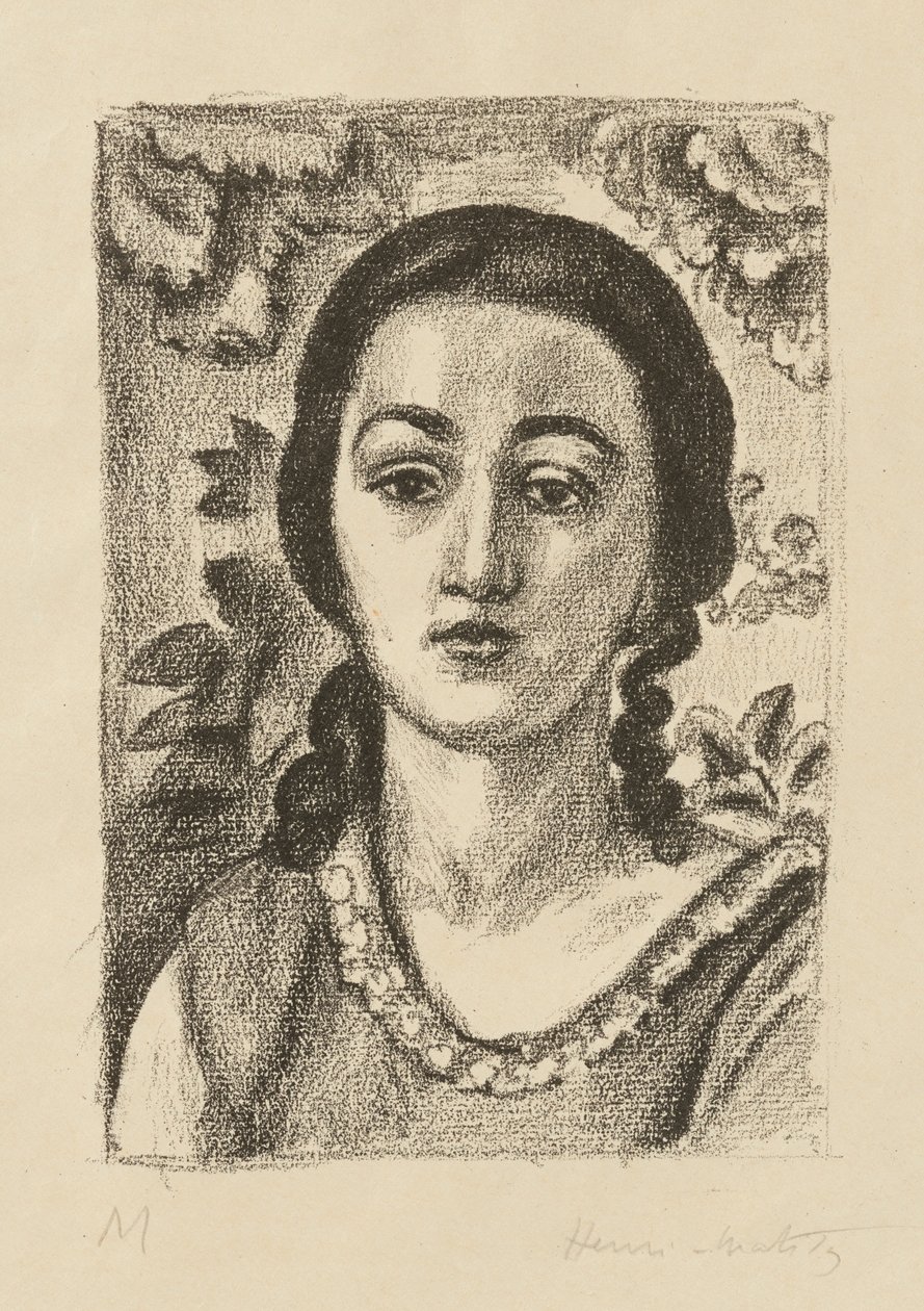 Fiatal nő barna fürtökkel alkotó: Henri Matisse
