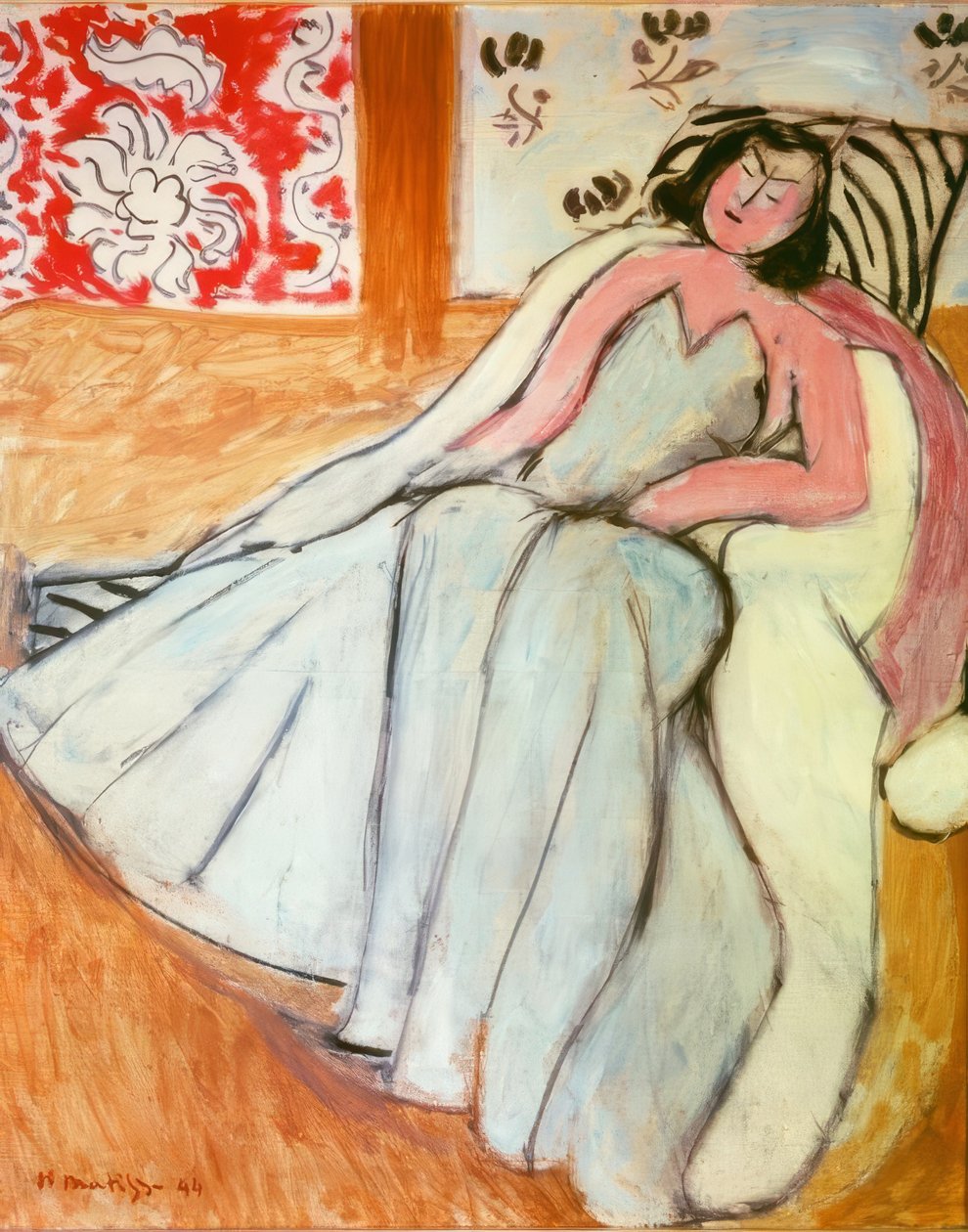 Fiatal nő fehér bundával alkotó: Henri Matisse