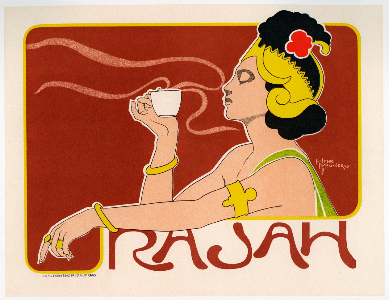 Rajah kávé plakát, 1897 alkotó: Henri Meunier