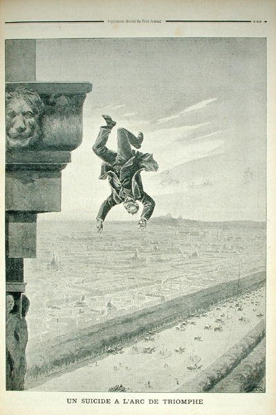 Öngyilkosság a Diadalívnél, a Le Petit Journalból, 1898. május 8. alkotó: Henri Meyer