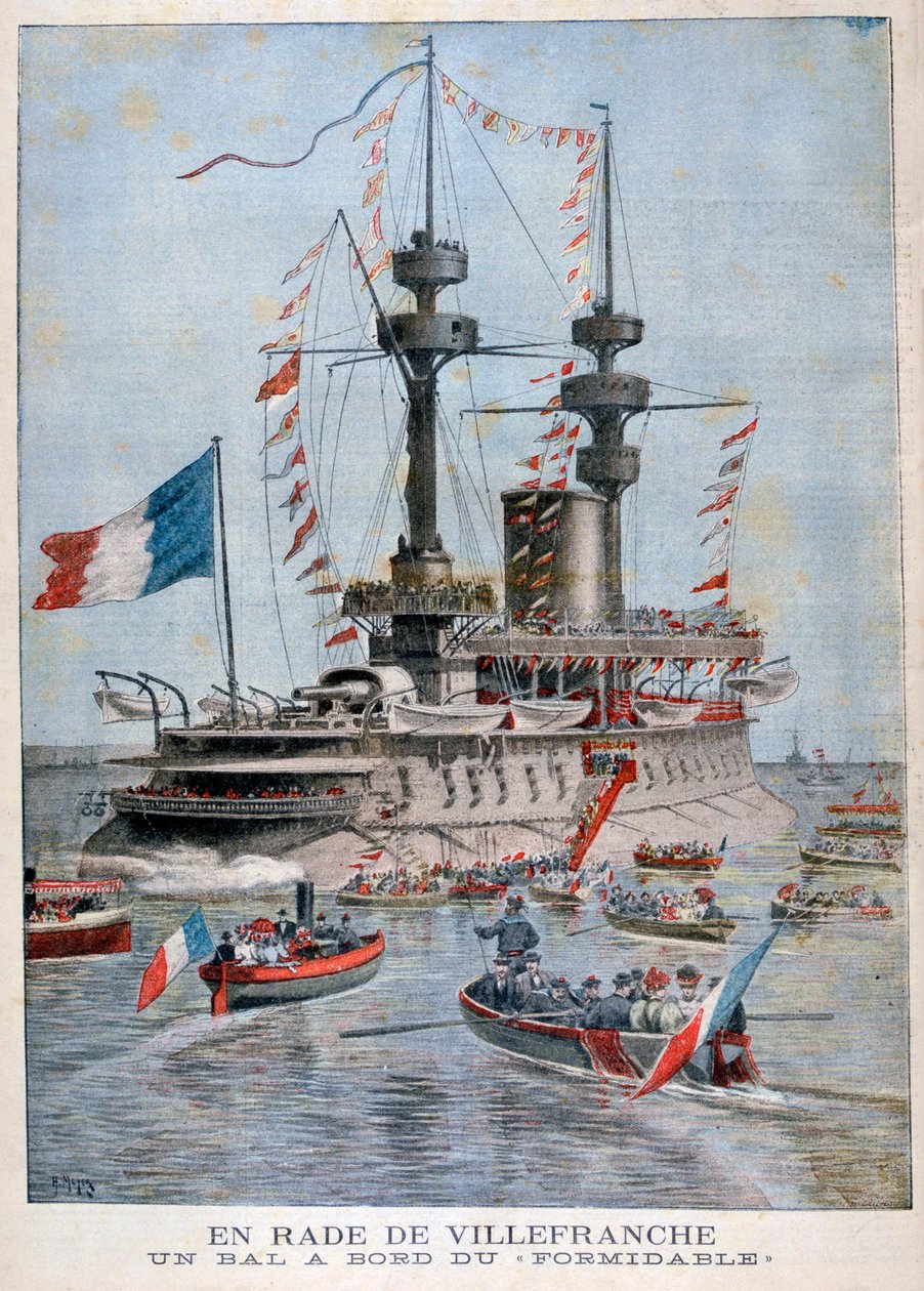 Egy labda a Formidable csatahajó fedélzetén, Villefranche Harbour, Franciaország, 1896 alkotó: Henri Meyer