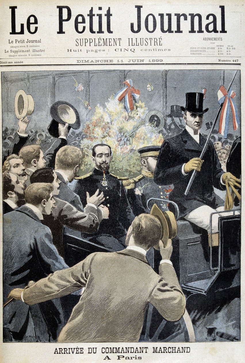 Marchand parancsnok megérkezése Párizsba – az 1899. 11. 06-i „” Le Petite Journal”-ban alkotó: Henri Meyer