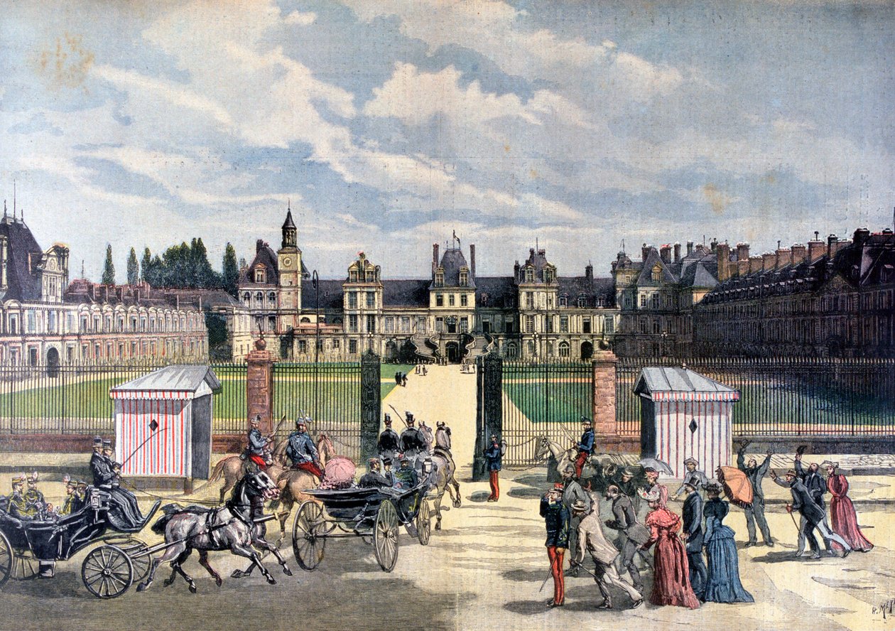 A Köztársaság elnökének érkezése Château de Fontainebleau-ba, 1892 alkotó: Henri Meyer