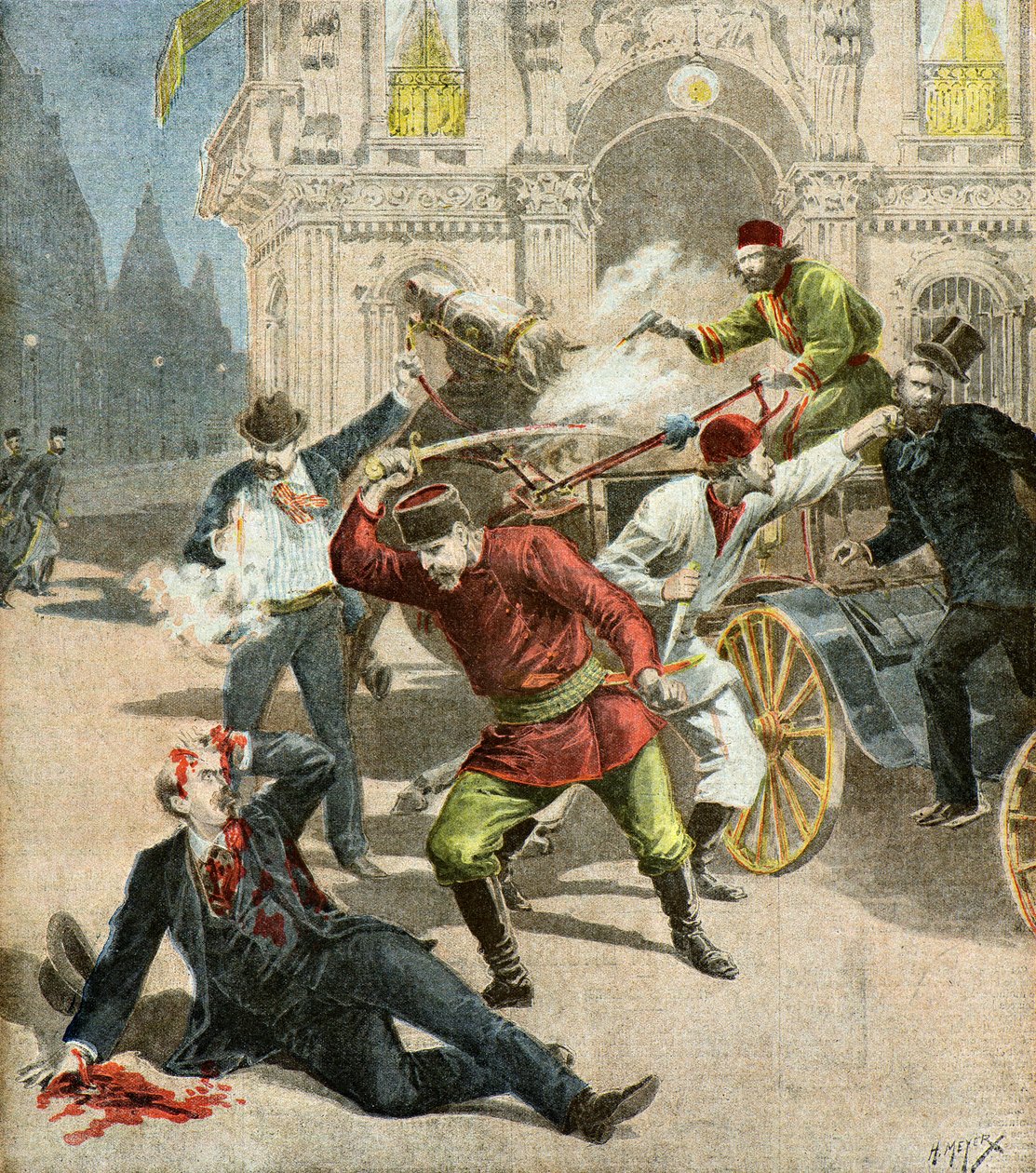 Stamboulof úr meggyilkolása,1895 (Illusztráció) alkotó: Henri Meyer